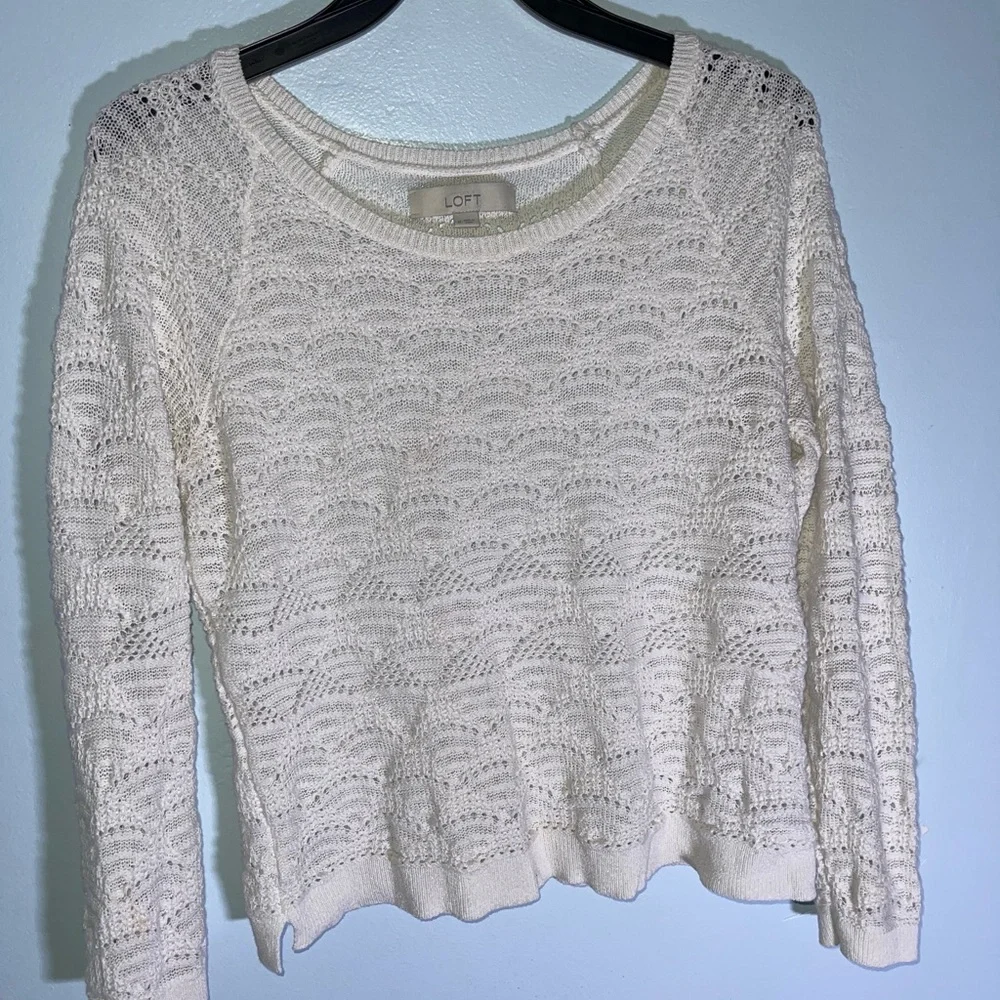 LOFT Ivory Textured Knit Top - Picture 2 of 8